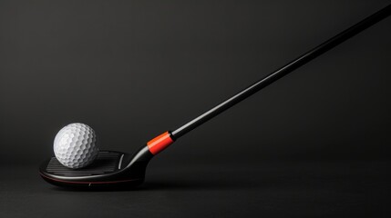 golf club and golf ball, dark background generative ai