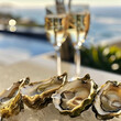 Fresh large oysters and prosecco at the resort.