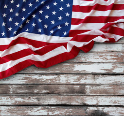 Poster - American flag on wood wall