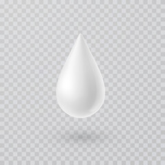 Wall Mural - milk cream drop product. 3d realistic yogurt droplet on transparent background. vector shampoo, soap