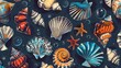 Hand-drawn seashells bring a touch of the ocean into your designs. Create eye-catching fabrics, prints, and patterns with these vibrant marine elements that will elevate any project.