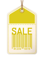 Wall Mural - sale tag with barcode on a string. retro design with typography elements. png clipart isolated on tr