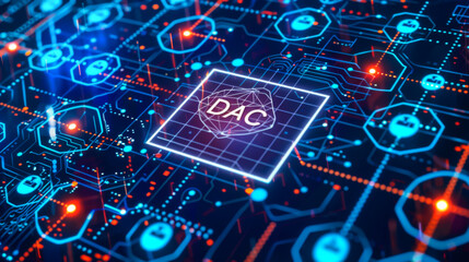 Poster - decentralized autonomous organization, sometimes called a decentralized autonomous corporation, is a