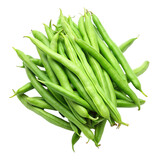 Fototapeta Mapy - Fresh green beans neatly arranged in a pile on transparent background