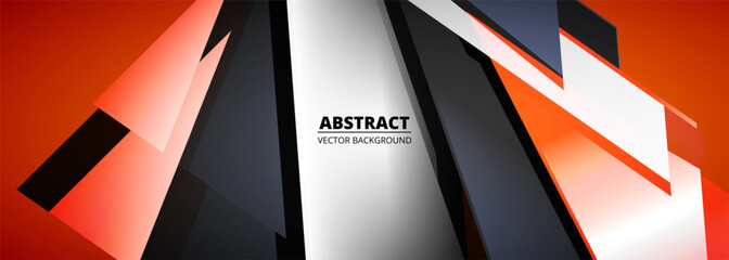 Poster - Vector abstract sport background with red, black and white geometric shapes. Vector illustration