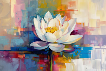 Wall Mural - A painting of a white flower with a yellow center