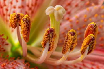 Sticker - A close up of a flower with yellow and red petals