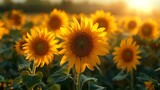Fototapeta Do pokoju - sunflower field in summer