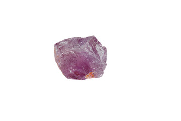 Wall Mural - Amethyst mineral stone macro on white background