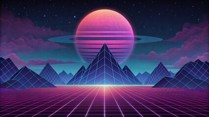 Aufkleber - Geometric patterns of retro pixels creating an otherworldly scifi atmosphere.