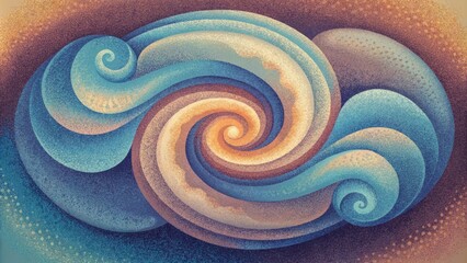 Poster - Whimsical and abstract pixelated swirls in a vintage color scheme.
