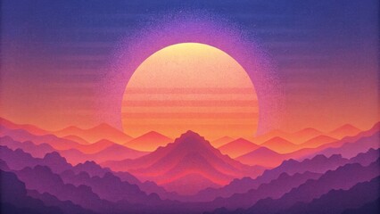 Poster - A pixelated sunset in a soft focus evoking memories of old video game graphics.