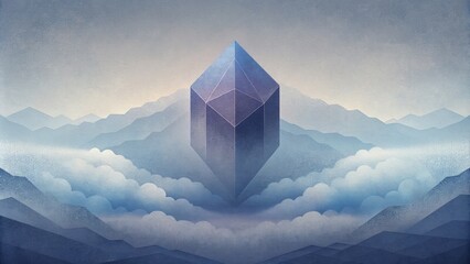 Poster - A minimalist depiction of geometric fog with clean sharp lines ting through a misty atmosphere.