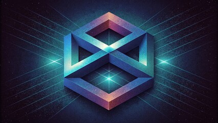 Aufkleber - A luminescent framework of intersecting lines creating a mesmerizing optical illusion.