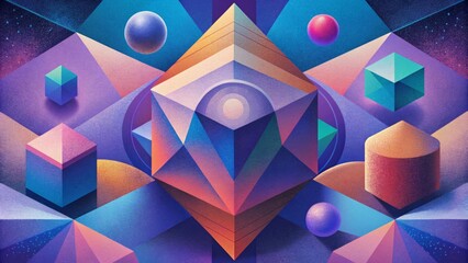 Poster - A collage of softedged cubist elements in vivid jewel tones creating a bold and dynamic visual experience.