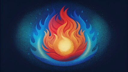 Poster - A fusion of fiery reds and deep blues creating a mesmerizing contrast between the fierce energy of fire and the calming presence of water.