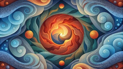 Poster - A mosaic of swirling shapes and colors inspired by the intermingling of all four elements in the natural world.