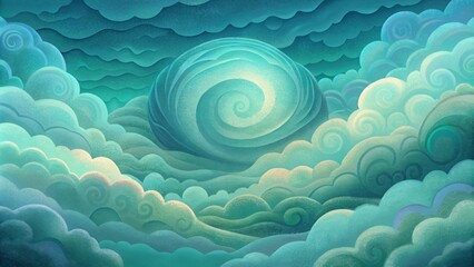 Poster - Hazy clouds of muted greens and blues swirling and pulsing in a dreamlike Chromatic Pulse.