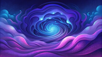 Poster - Cascading waves of electric blues and purples pulsing and swirling with energy in a Chromatic Pulse.