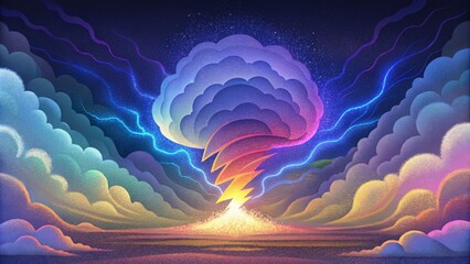 Poster - A digital tempest with pixels raging and roaring in a symphony of color and movement.