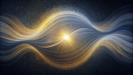 Poster - Luminous streaks of silver and gold pulsating in a symphony of light and shadow in a Chromatic Pulse.