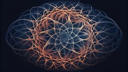 Aufkleber - A tangled mesh of lines weaving in and out symbolizing the chaotic and everchanging nature of magnetic fields.