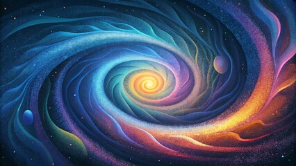 Poster - Swirling vortexes of color and light tracing the magnetic whirlpools that guide the movement of charged particles.