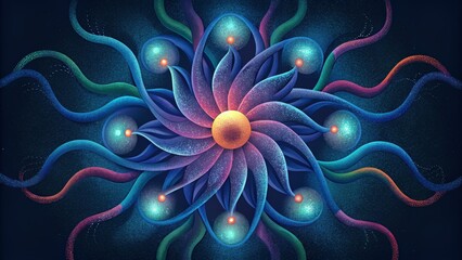 Poster - Vibrant tendrils reaching out as if seeking connection and alignment illustrating the strong bonds of magnetic field lines.