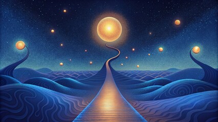 Poster - Illuminated paths leading the way through the vast and unseen forces of magnetic fields guiding the movements of celestial bodies.