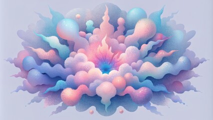 Poster - An ethereal mix of pastel pinks and blues intertwine in an otherworldly display of psychedelic smoke.