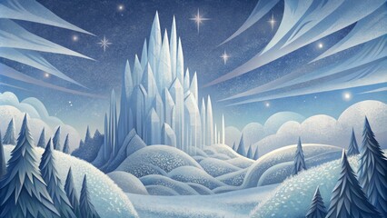 Wall Mural - A frozen forest of delicate intricate crystals reaching towards the sky.