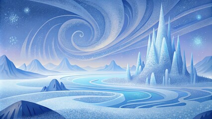 Aufkleber - Wispy tendrils of frozen crystals creating a tranquil frozen landscape.