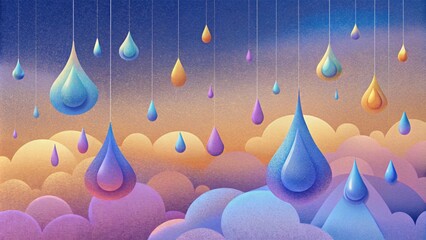 Aufkleber - Technicolor raindrops falling from the ceiling filling the room with a playful atmosphere.