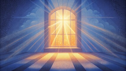 Poster - A hazy array of sunbeams filtering through a dusty window filling the room with an otherworldly glow.