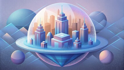 Aufkleber - A futuristic blueprint of a utopian city constructed with the strong and versatile material of graphene.