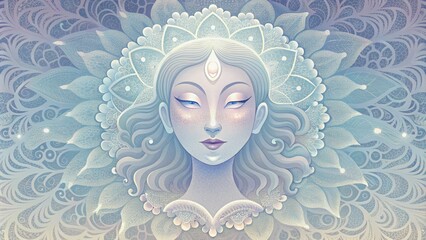 Poster - Soft muted tones creating a dreamy ethereal feel as they blend into ornate lacelike patterns.