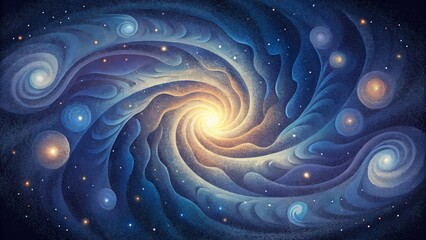 Poster - A celestial masterpiece with intricate patterns of swirling galaxies and bursts of starry light.