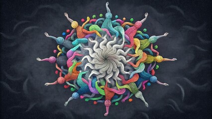 Poster - A kaleidoscope of colorless scribbles dancing across a chalkboard canvas in a mesmerizing display.
