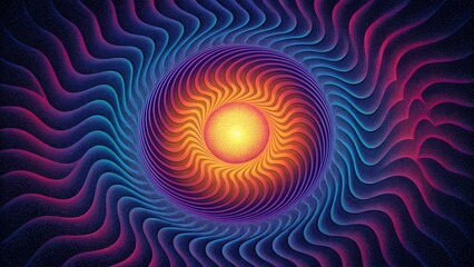 Poster - Illusory moiré waves radiating vibrant energy.