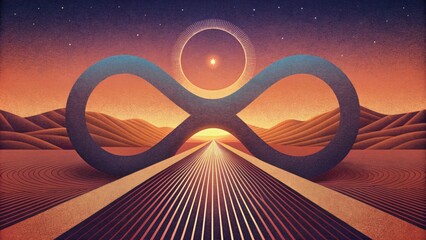 Poster - Parallel lines that never seem to meet creating a sense of infinite repetition and a hint of alternate realities.