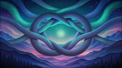 Fototapete - A fluid and everchanging tapestry of shimmering intertwining threads in the vivid hues of the northern lights.