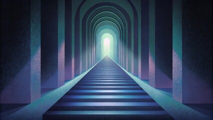 Poster - Strips of light and dark shades form a tunnellike passage hinting at a passage through the veil between different dimensions.