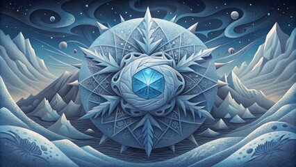 Fototapete - A complex and chaotic universe of frostbite fractals swirling in a neverending dance of frozen beauty.