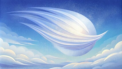 Poster - Abstract strokes of white on a canvas of sky creating a soft and peaceful atmosphere.
