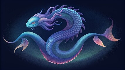 Poster - Delicate curves and curves intertwine in an iridescent tapestry mimicking the scales of a majestic sea serpent.