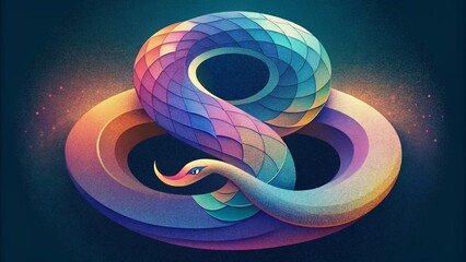 Poster - A fluid abstract rendering of iridescent scales creating a sense of movement and depth.