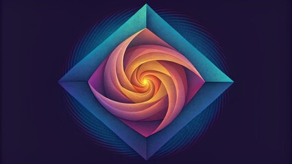 Poster - A vibrant geometric mix of triangles and lines evoking the concept of angular momentum in a mesmerizing swirl.