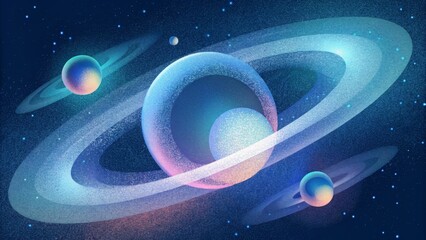 Poster - Floating rings of light playfully chasing one another in an endless loop.