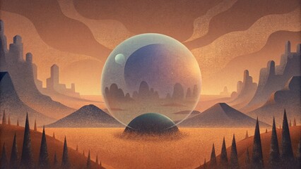 Poster - Shadows and distorted reflections of graffiti creating an otherworldly and dreamlike atmosphere.