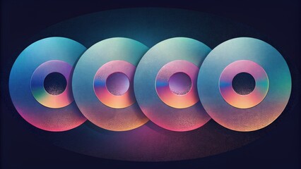 Aufkleber - A neverending cycle of shimmering discs each one a vibrant hue.